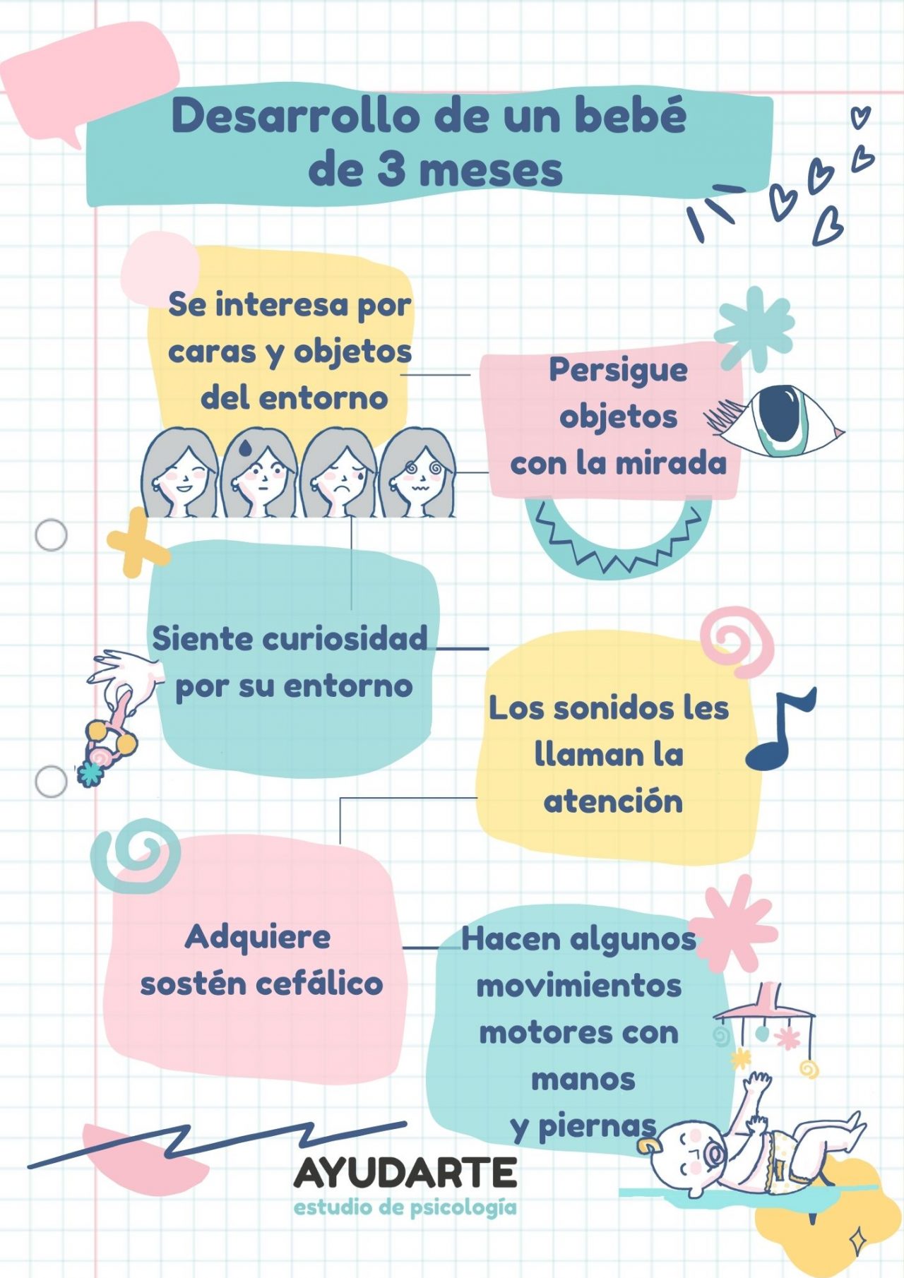 ¿Cómo puedo estimular a mi bebé de 3 meses?